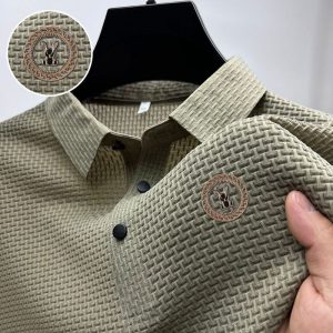 Áo Thun Polo Dáng Rộng Bằng Lụa Lạnh Màu Sắc Trơn Thoáng Khí Nhanh Khô Thời Trang Mùa Hè Cho Nam