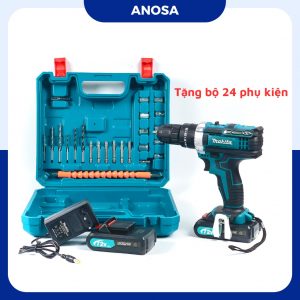 Máy khoan pin cầm tay Makita 72v, máy bắn vít 3 chức năng khoan tường, bắn vít, khoan sắt tặng phụ kiện 24 chi tiết